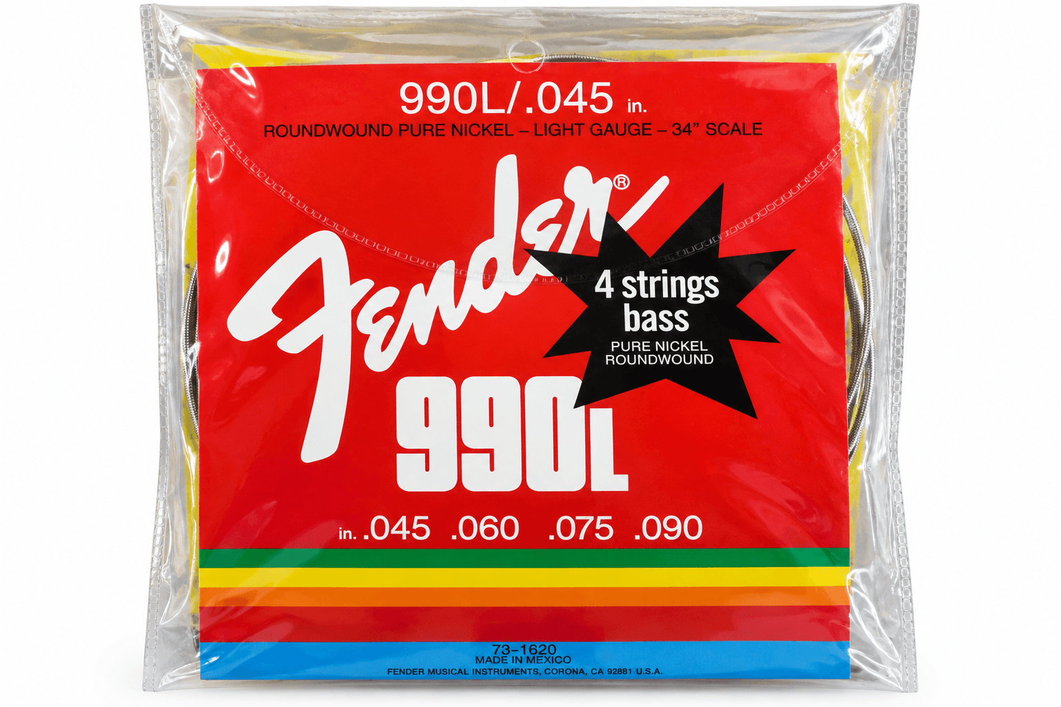 Fender 990L Pure Nickel Roundwound Bass Strings — 4-String (.045–.090)