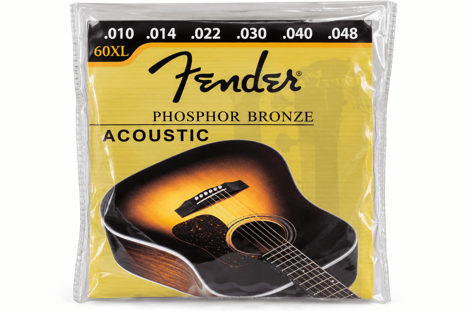Fender 60XL Phosphor Bronze Acoustic Guitar Strings — Extra Light (.010–.048)